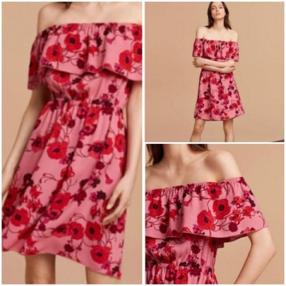 WILFRED Hosta cold shoulder floral dress in pink and red sz XS - Picture 2 of 10